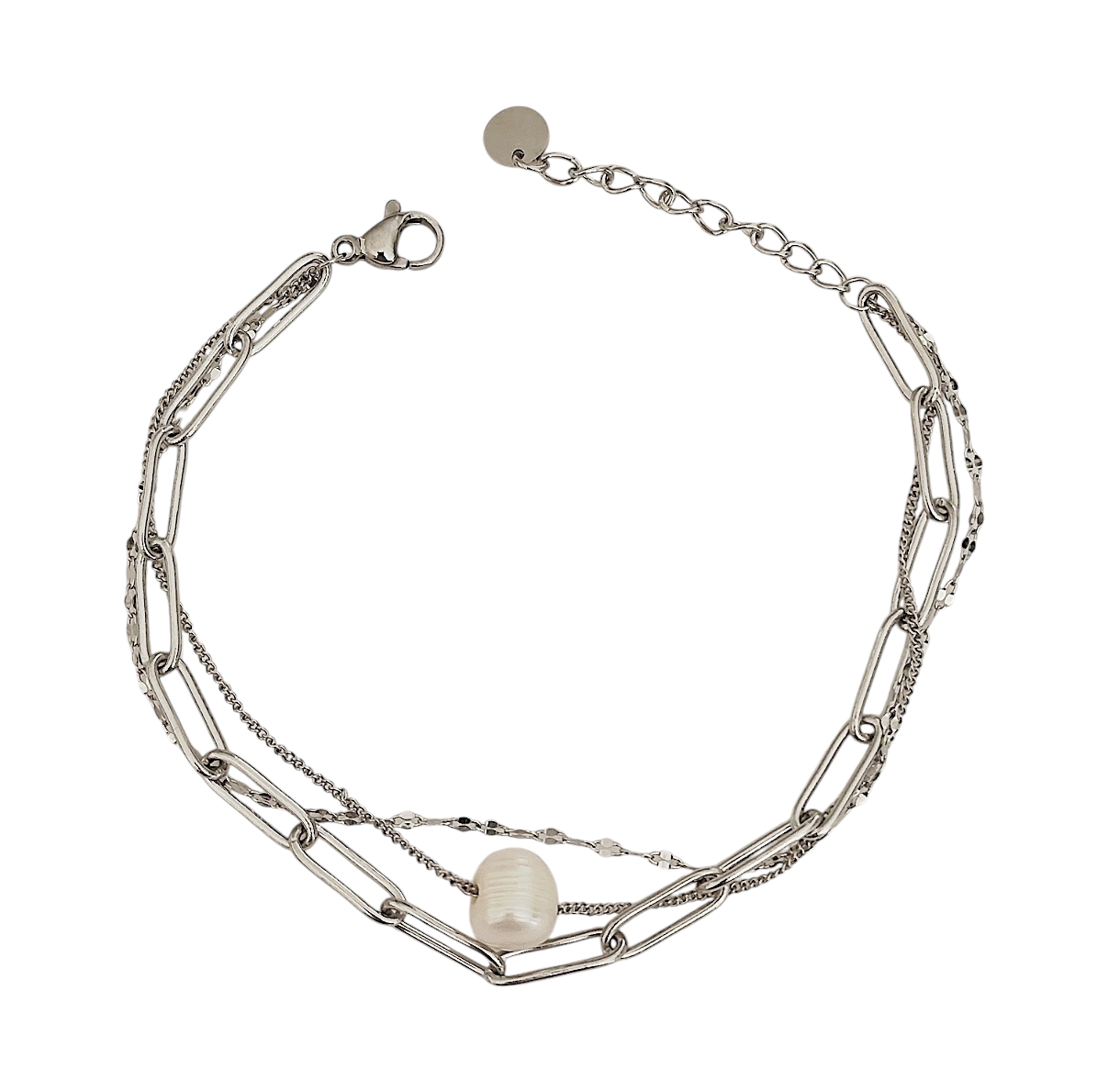 Bracelet triplé rang avec perle