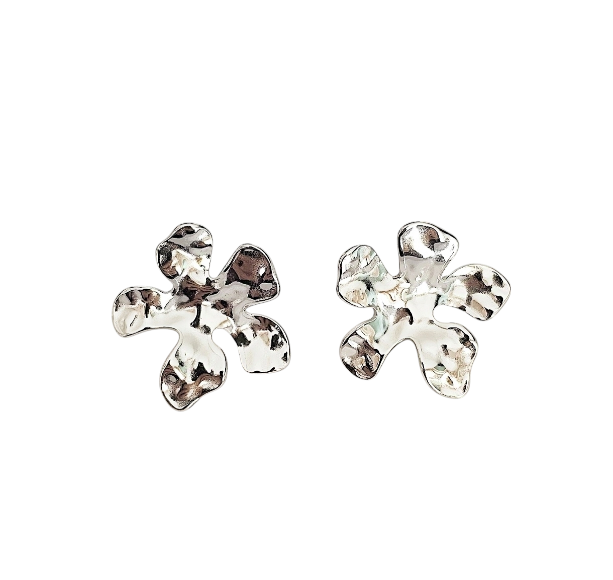 Boucles d'oreilles fleurs marteléés