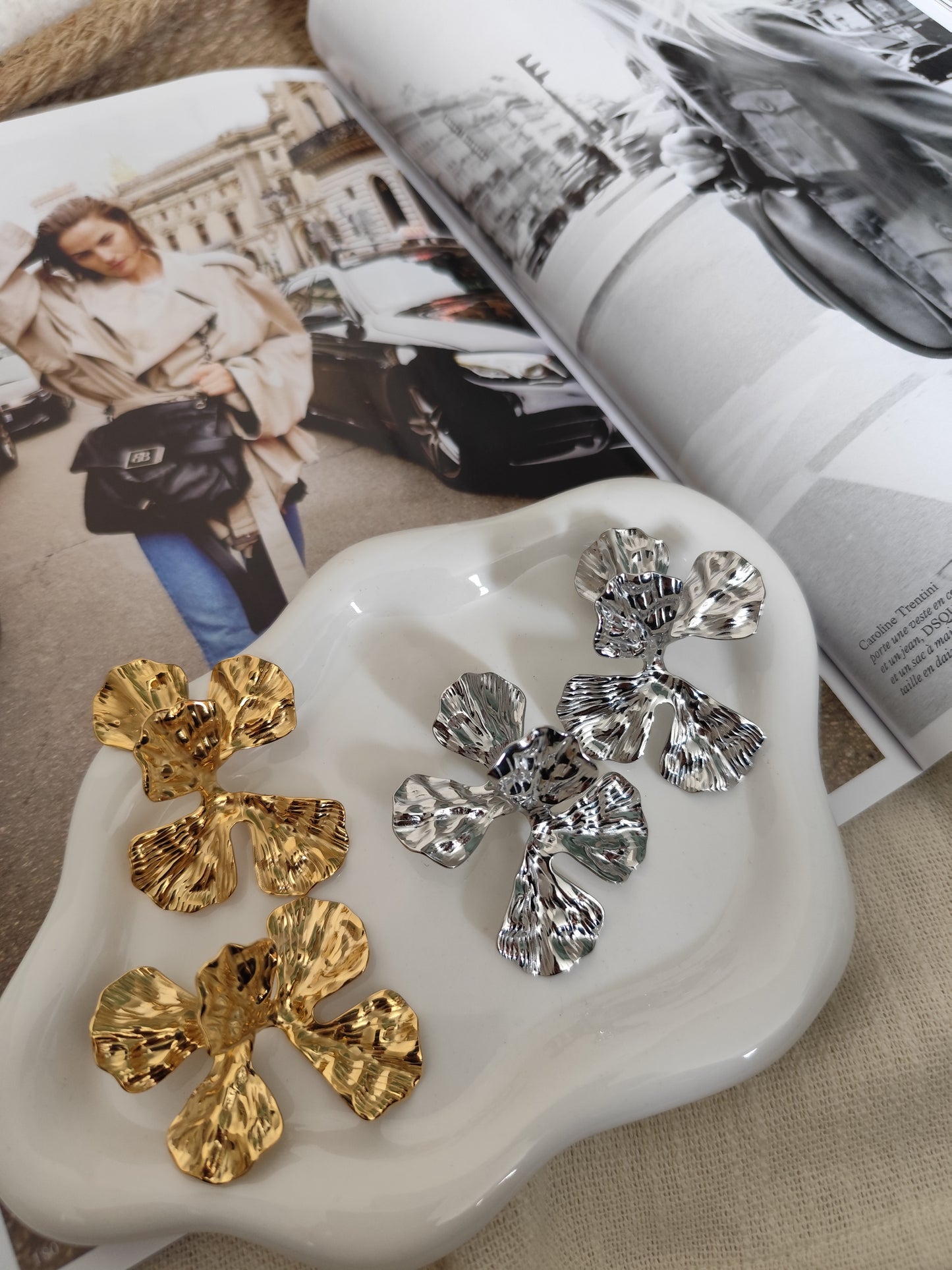 Boucles d'oreilles feuillage déplié
