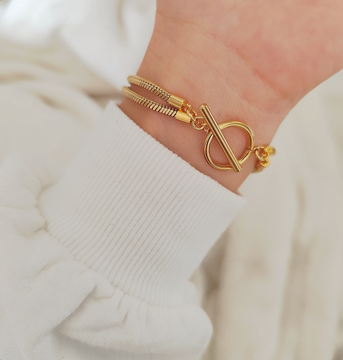 Bracelet double queue serpent