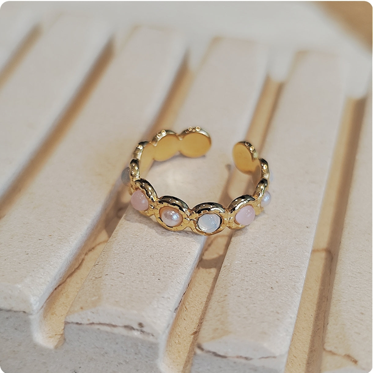 Bague perles multi couleur