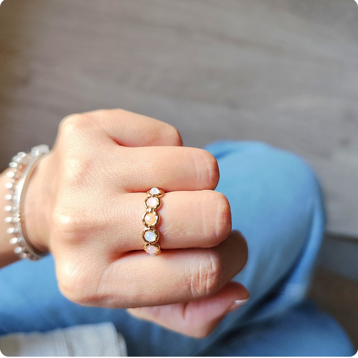 Bague perles multi couleur