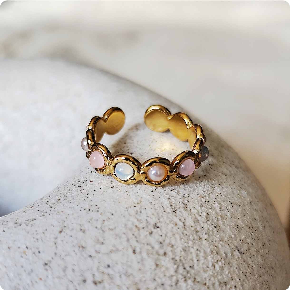Bague perles multi couleur