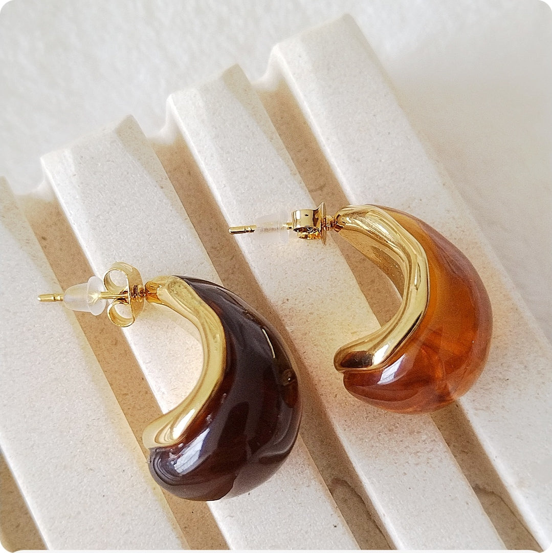 Boucles d'oreilles goutte ambre