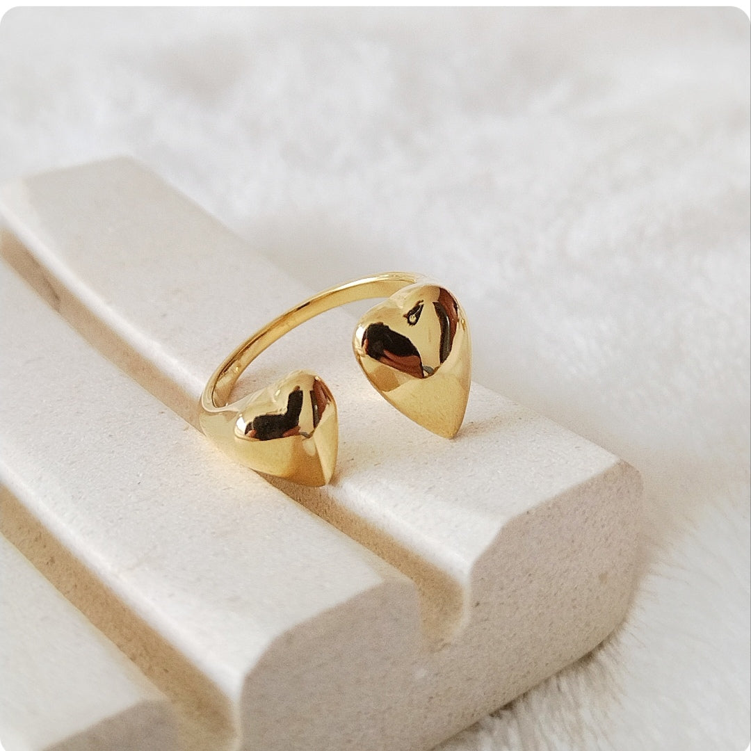 Bague double cœur