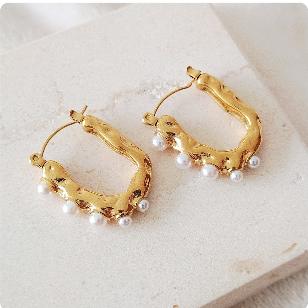 Boucles d'oreilles Créoles longues avec perles