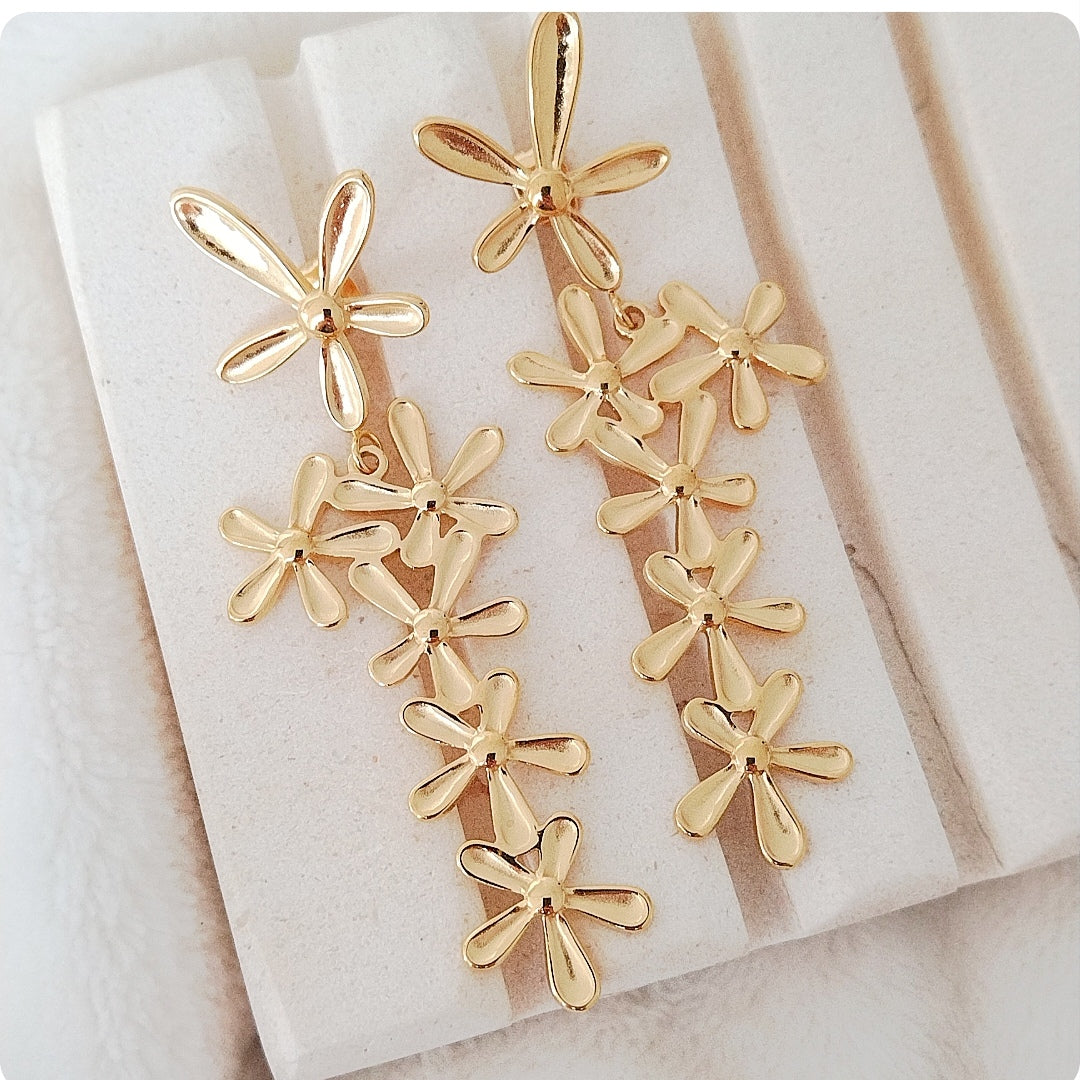 Boucles d'oreilles cascade de fleurs