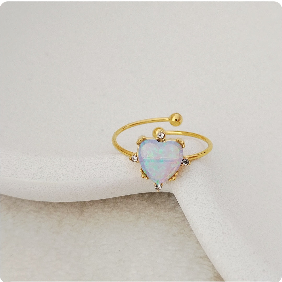 Bague cœur irisé