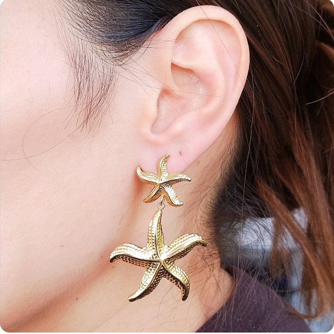 Boucles d'oreilles avec 2 étoiles de mer