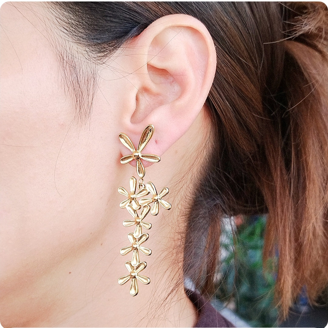 Boucles d'oreilles cascade de fleurs