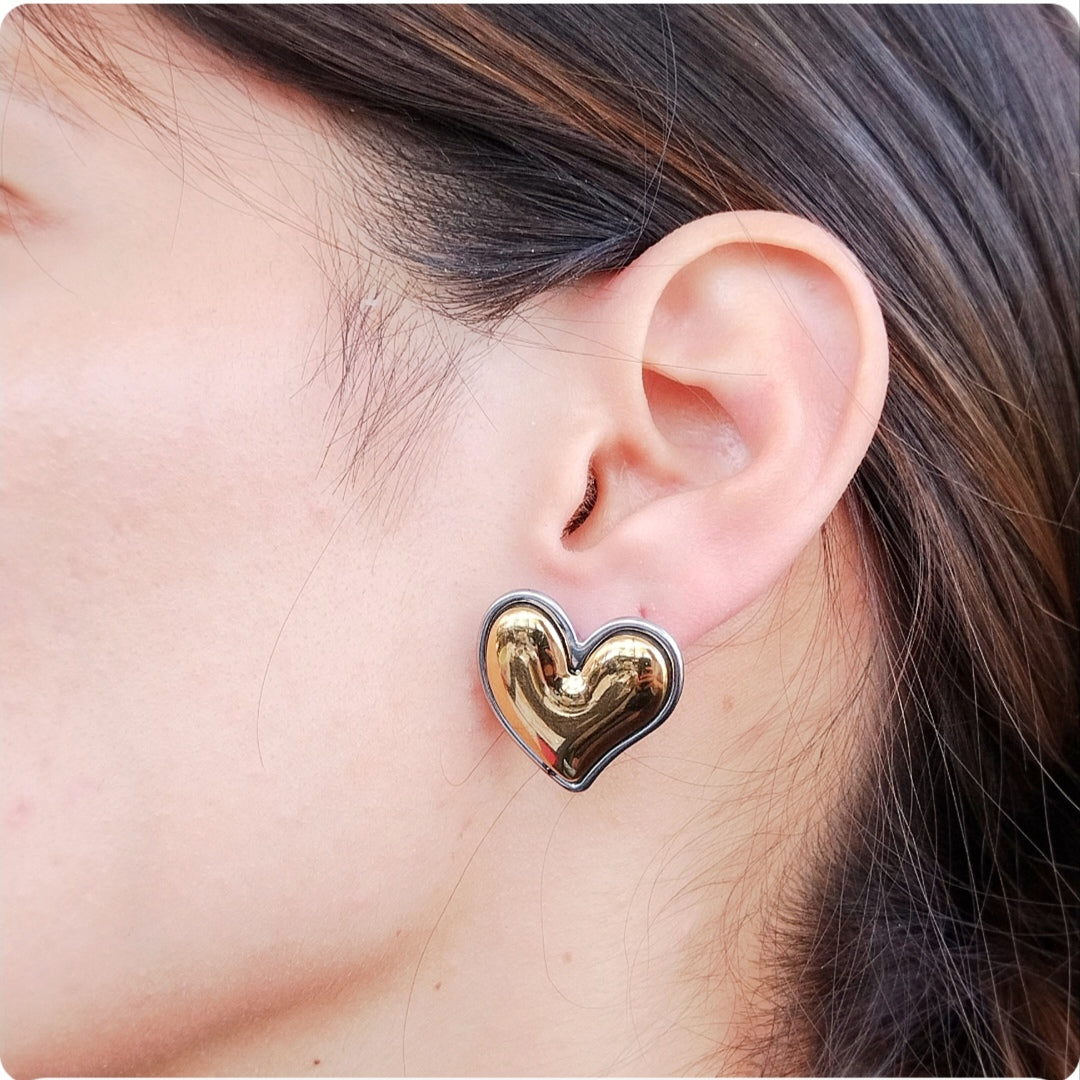 Boucles d'oreilles cœur encadré