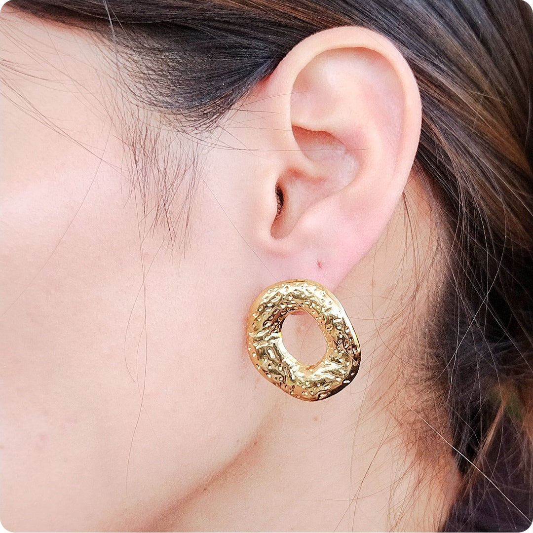 Boucles d'oreilles ronds texturés