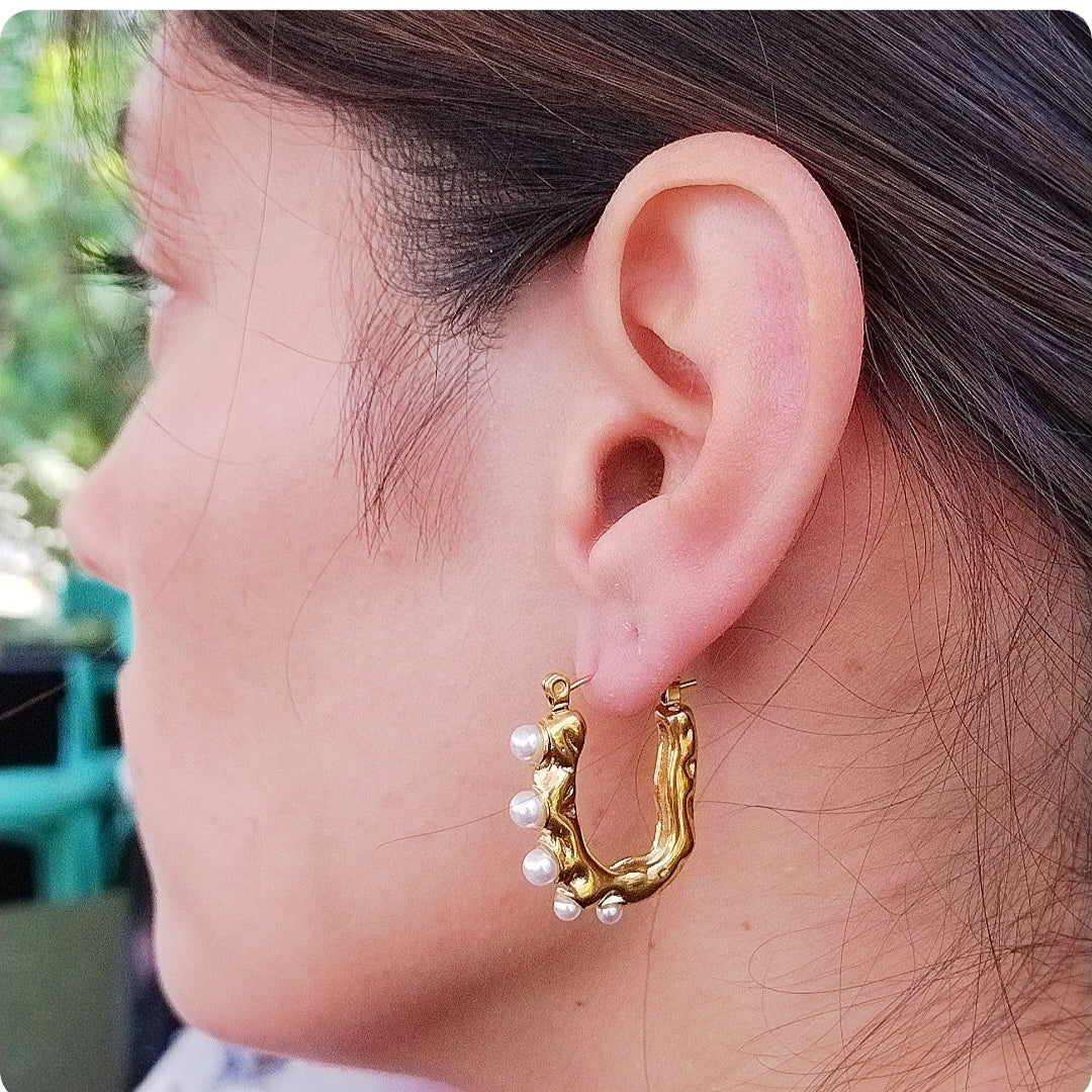 Boucles d'oreilles Créoles longues avec perles