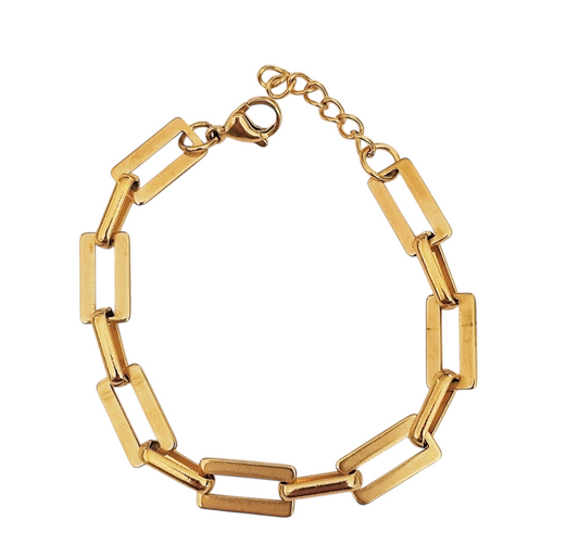 Bracelet doré double rang chaîne rectangulaire