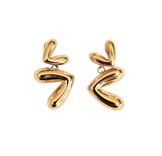 Boucles d'oreilles double cœur