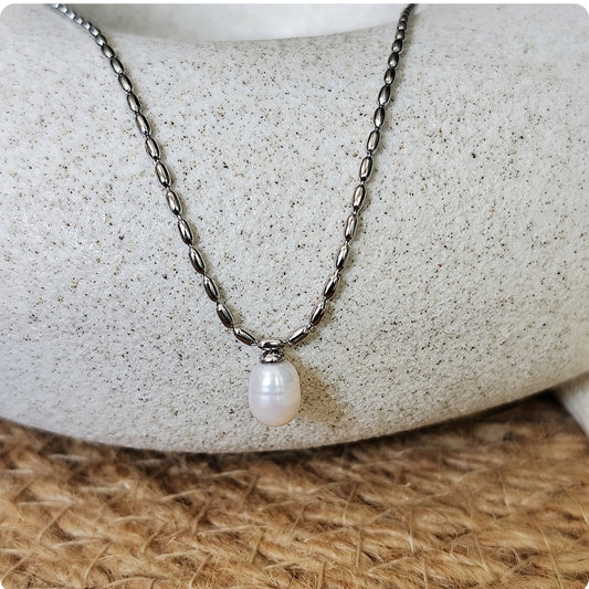 Collier perle blanche