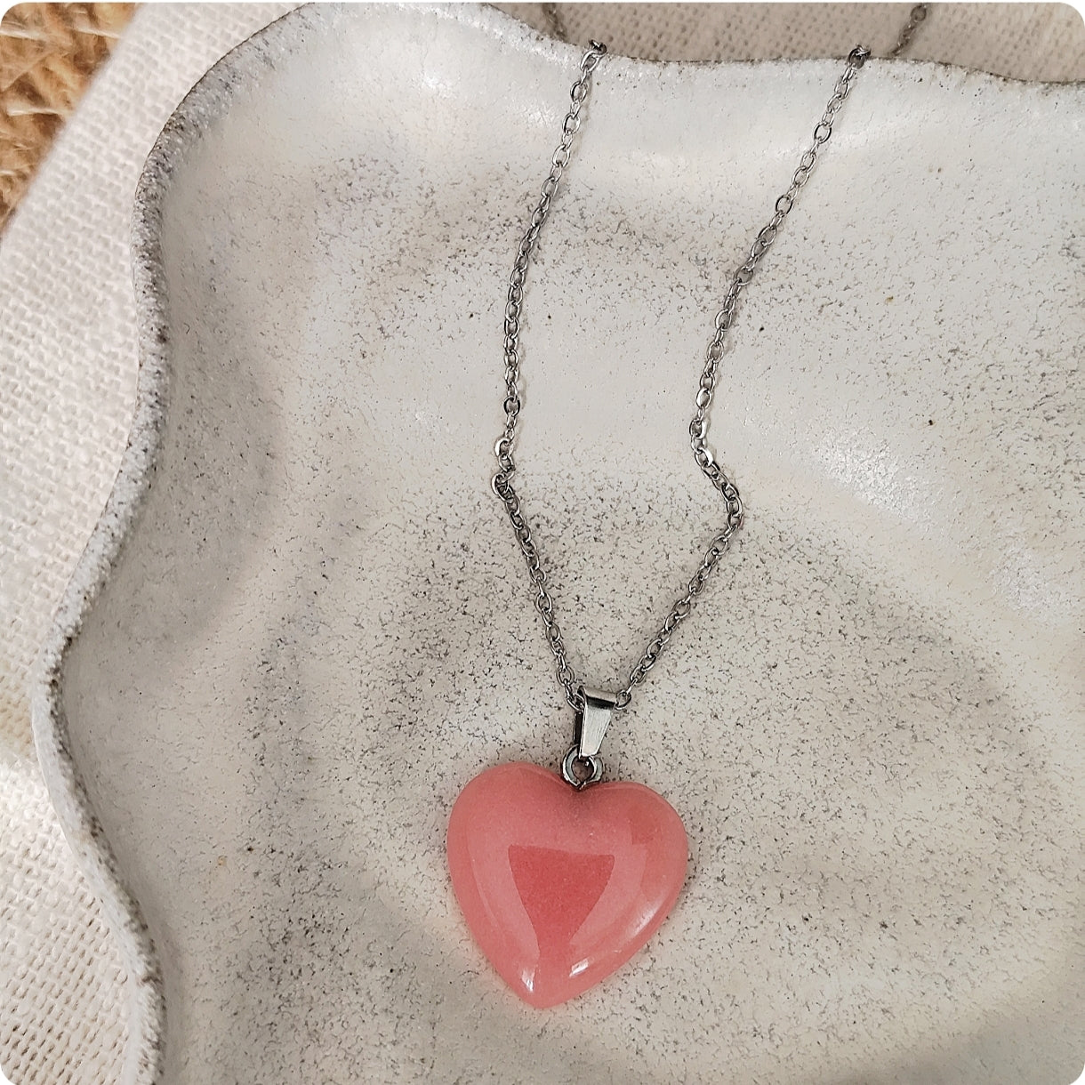 Collier cœur quartz