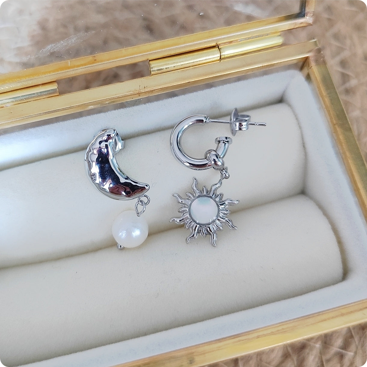 Boucles d'oreilles soleil et lune