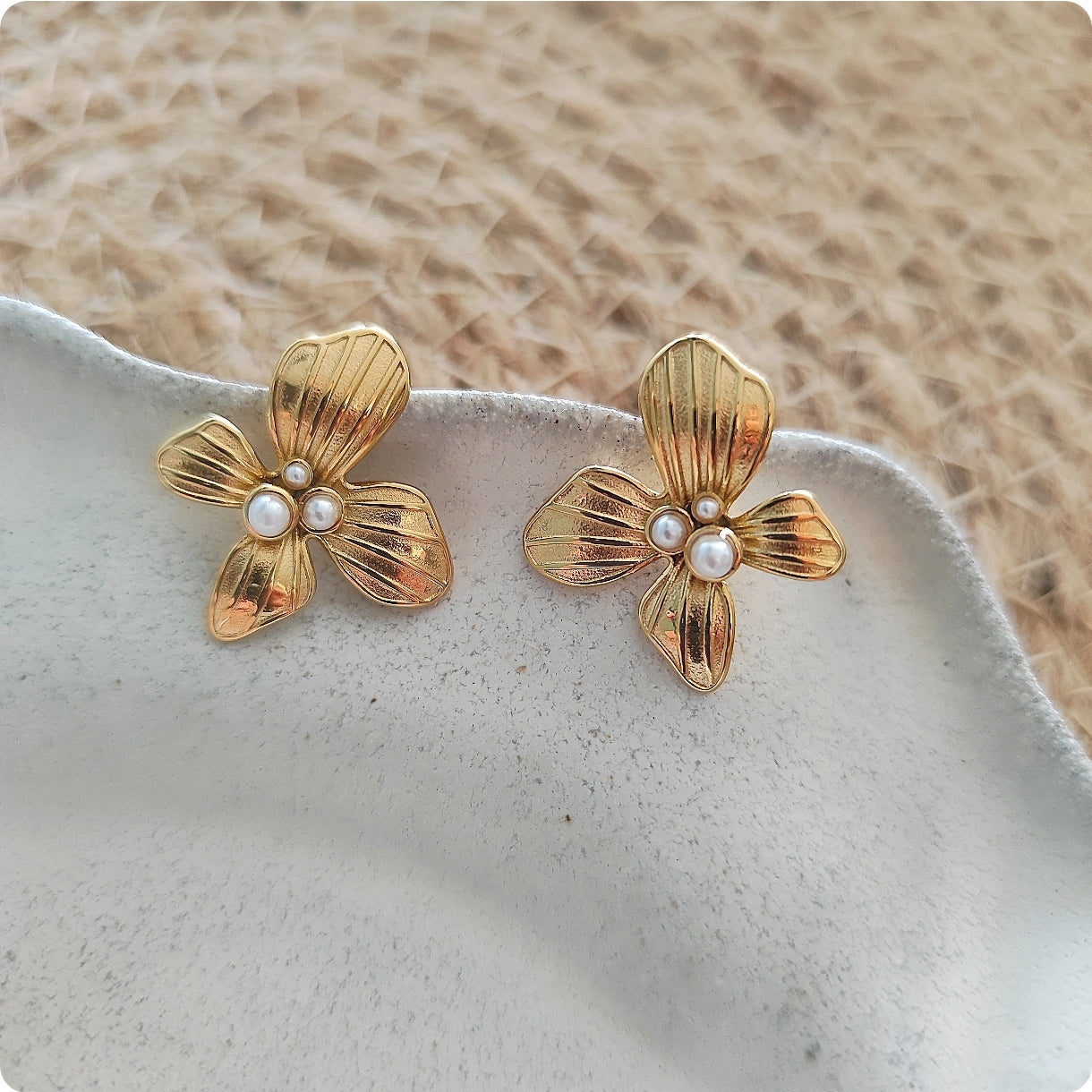 Boucles d'oreilles fleur et perle