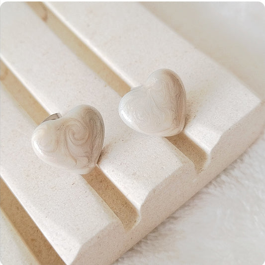 Boucles d'oreilles cœur nacré