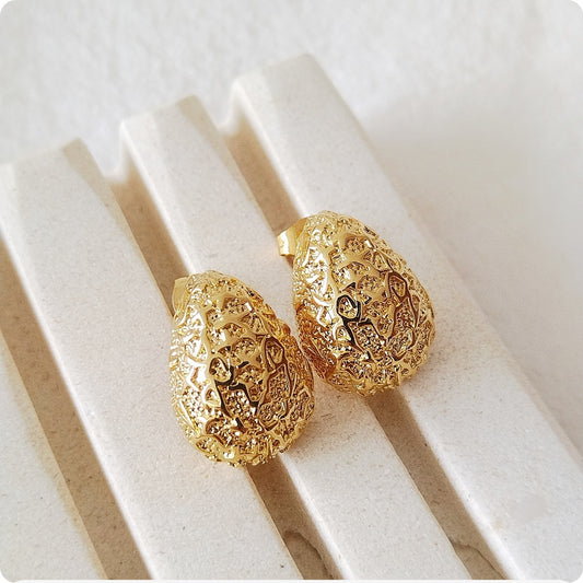 Boucles d'oreilles gouttes texturés