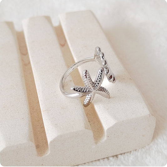 Bague étoile de mer et coquille