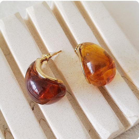 Boucles d'oreilles goutte ambre