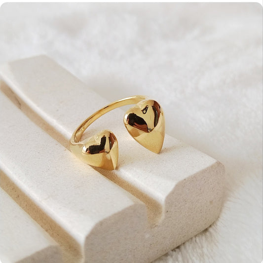 Bague double cœur