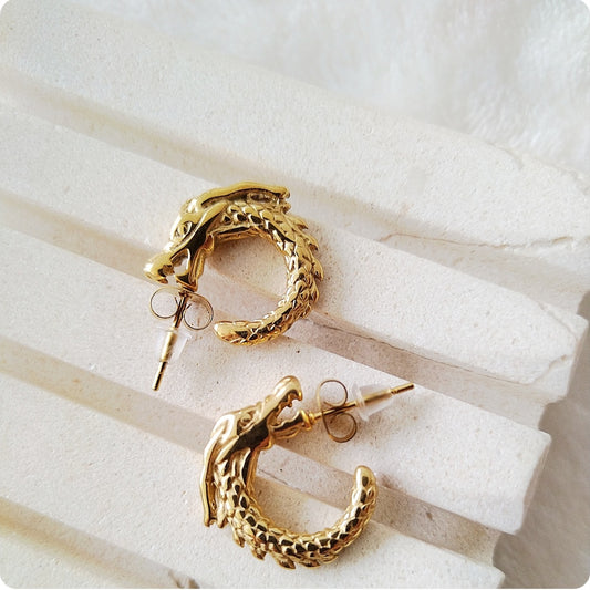 Boucles d'oreilles Dragon doré