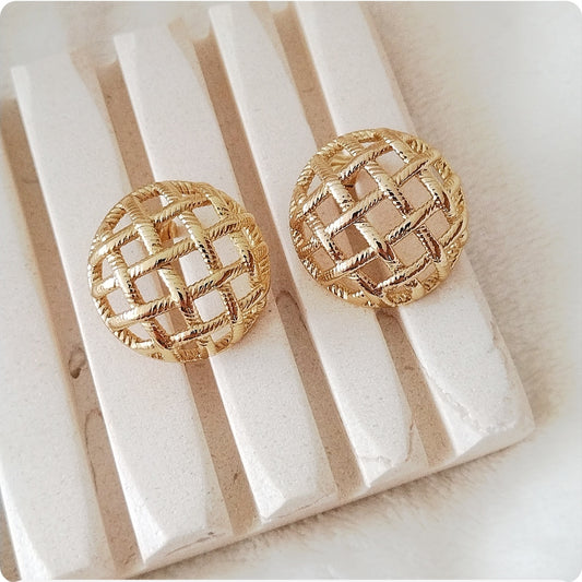 Boucles d'oreilles rond effet panier