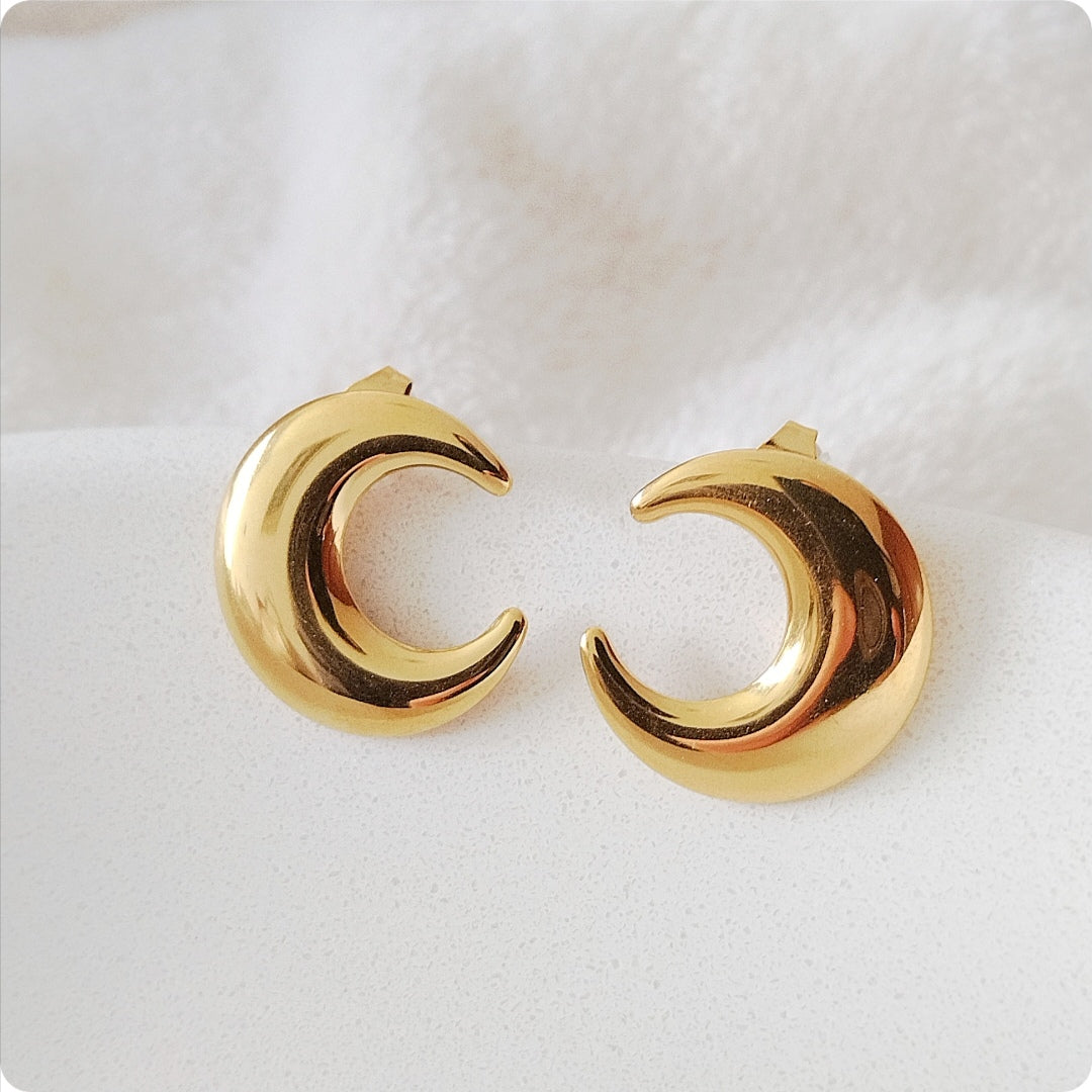 Boucles d'oreilles Lune plate