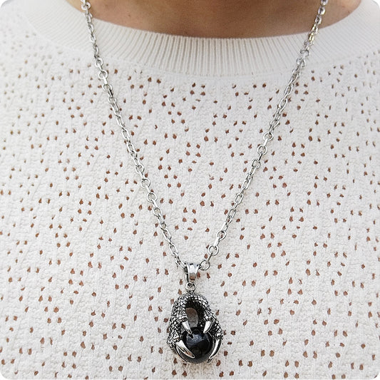 Collier griffe et perle noir