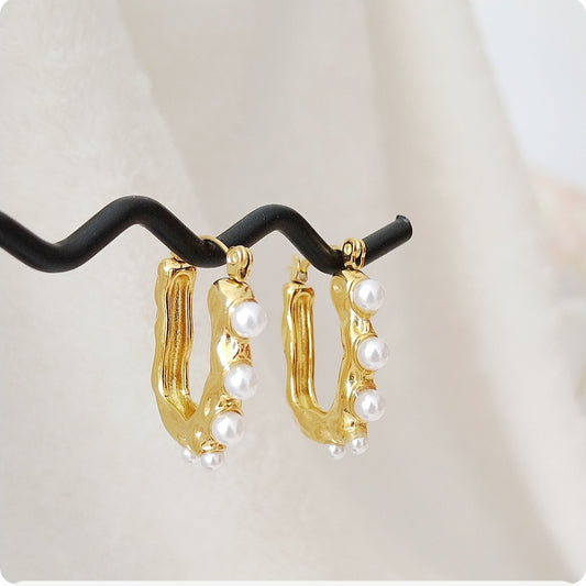 Boucles d'oreilles Créoles longues avec perles
